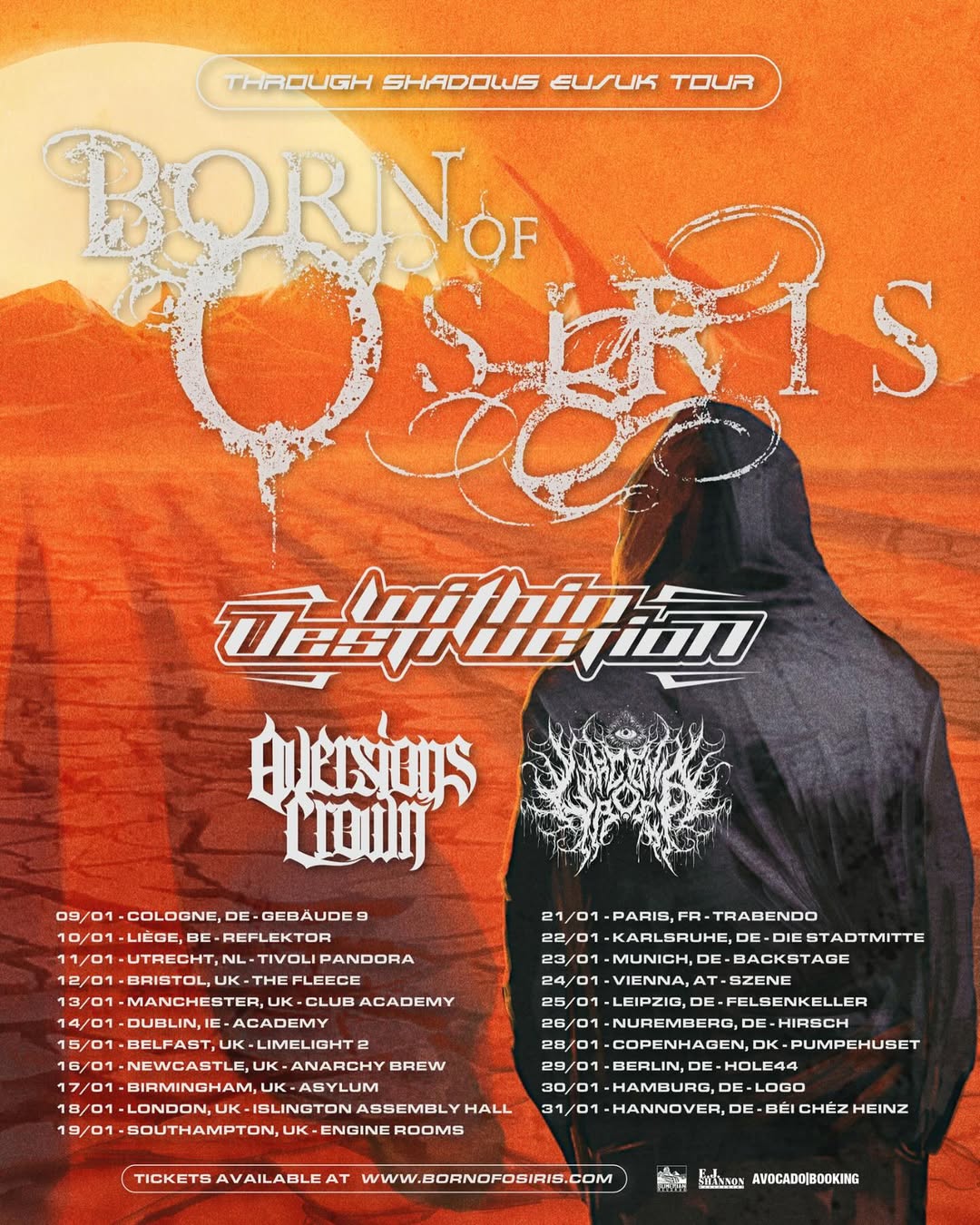 Born Of Osiris Through Shadows Tour Poster 2026