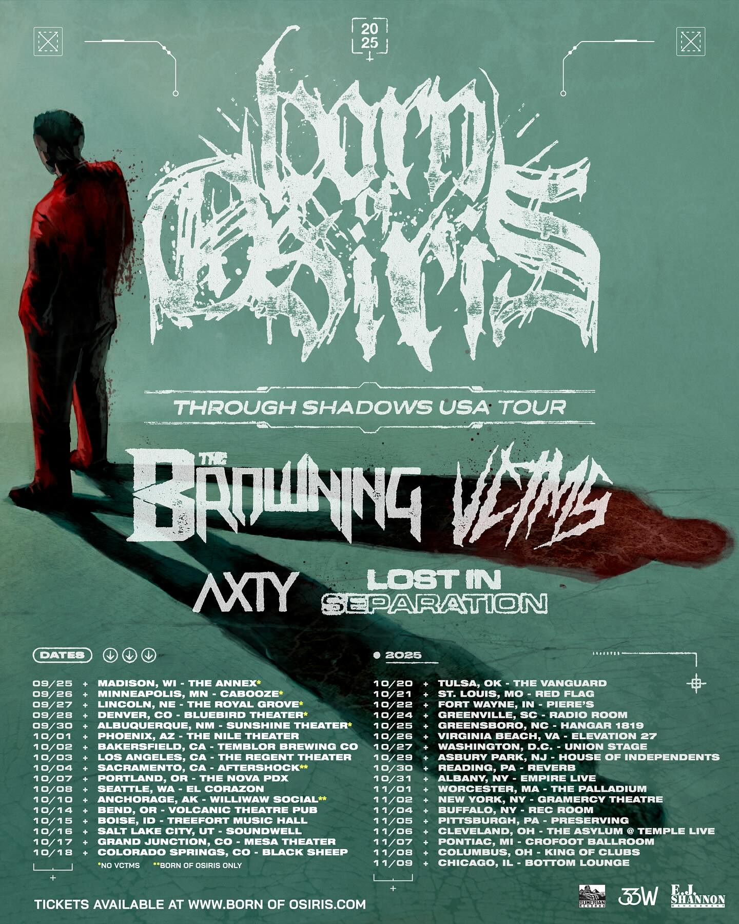 Born Of Osiris Through Shadows Tour Poster 2026